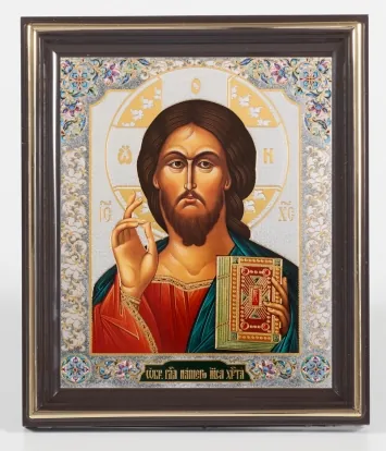 Icon in plastic frame 11×13 embossing Saviour 10
