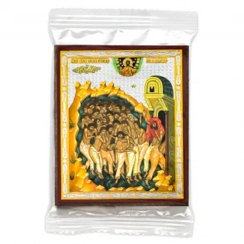 Icon on wooden panel 6×9 double embossing, annotation, packaging Forty Martyrs