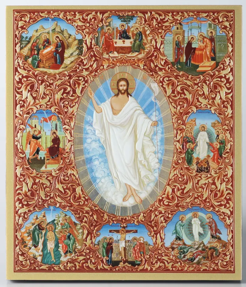 Icon on board 22×26 3D print, varnish Resurrection of Christ 4