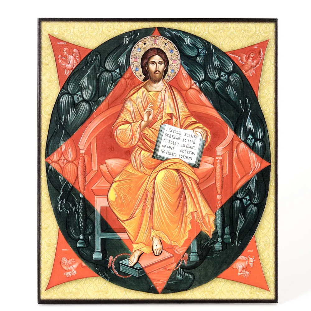 Icon on board 22×26 3D print, varnish Saviour in Glory 3