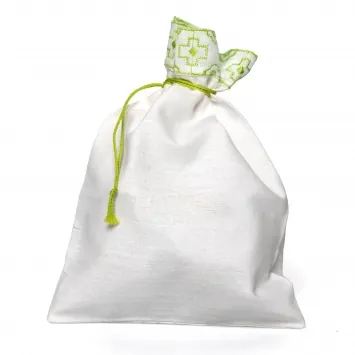 Church pouch 14×20 cotton, with embroidery white