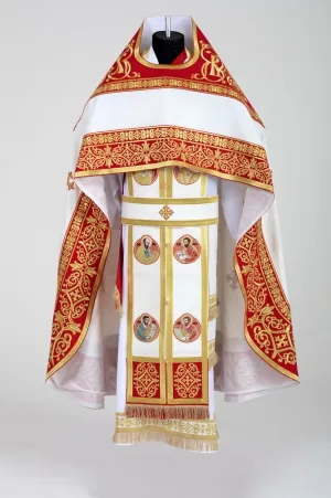 Priest's vestment №41 combined gabardine, machine embroidery hem and shoulder panels, galloon embroidered on vestment