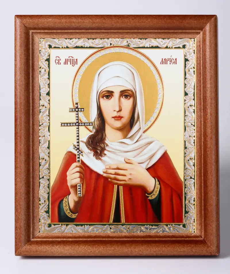 Icon in wooden frame 11×13 Name Day set, double embossing Larisa of Gothia Martyr (3)