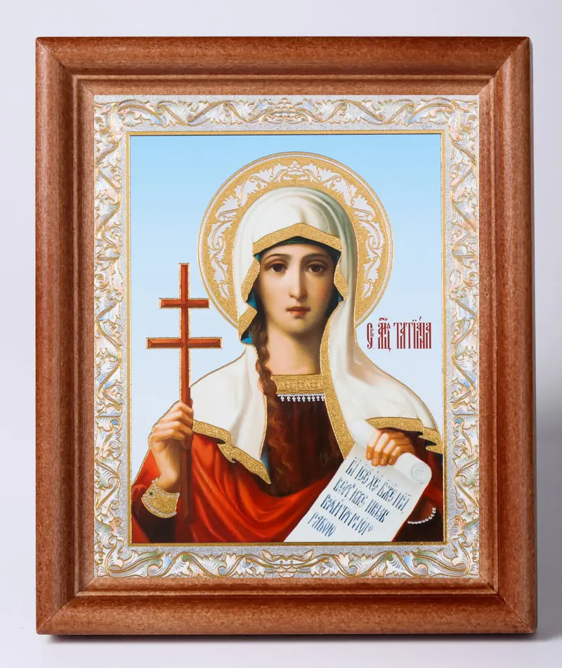Icon in wooden frame №1 11×13 double embossing Tatiana St of Rome, virgin, Martyr