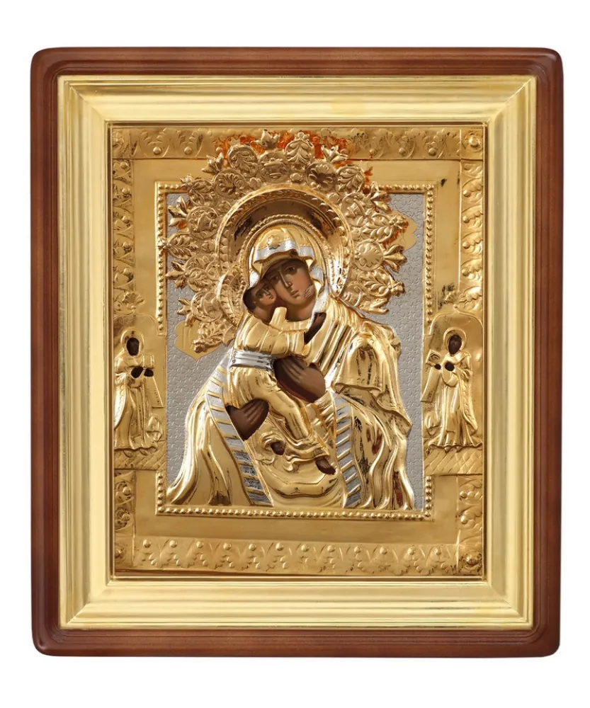 ფერწერული ხატი კიოტში 13×18 ზეთი, მოჭედილობა №49, კიოტი №1 ვლადიმირის ღვთისმშობელი
