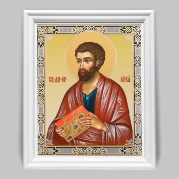 Icon in wooden frame №3 11×13 (white) double embossing Luke Apostle 3