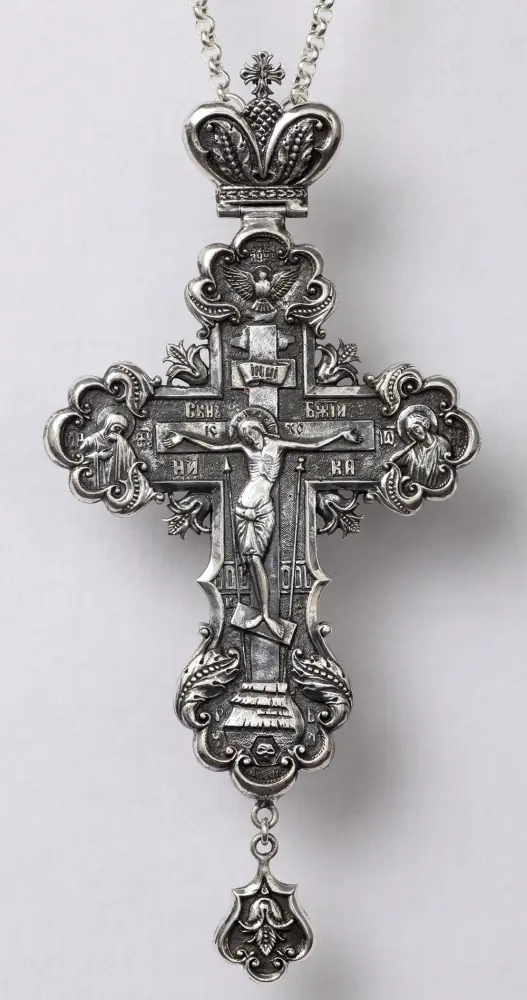 Pectoral cross №50 cast Crucifixion / silver plating