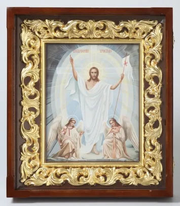 Wall icon case 40×50 baroque (image on canvas) leaf gilding Resurrection of Christ