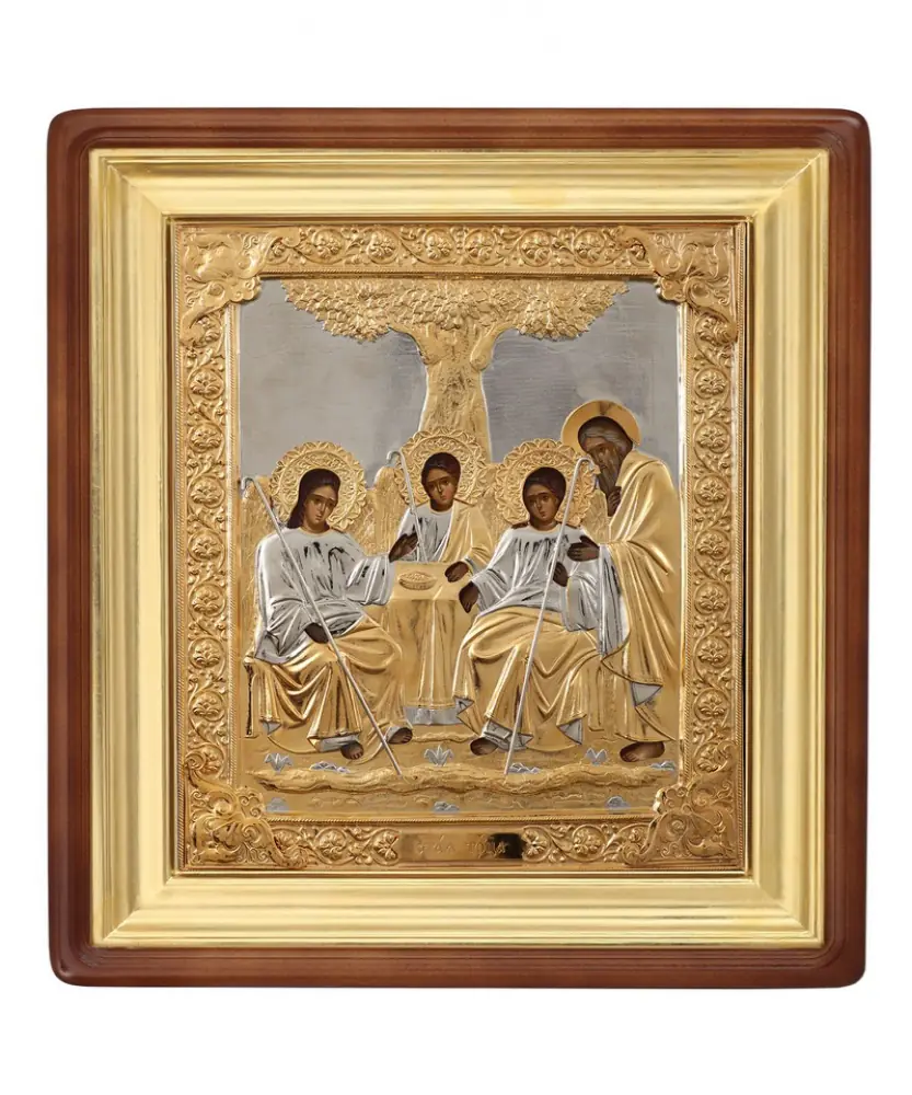 Painted icon in icon case 24×30 oil, riza cover №228, icon case №1 Trinity