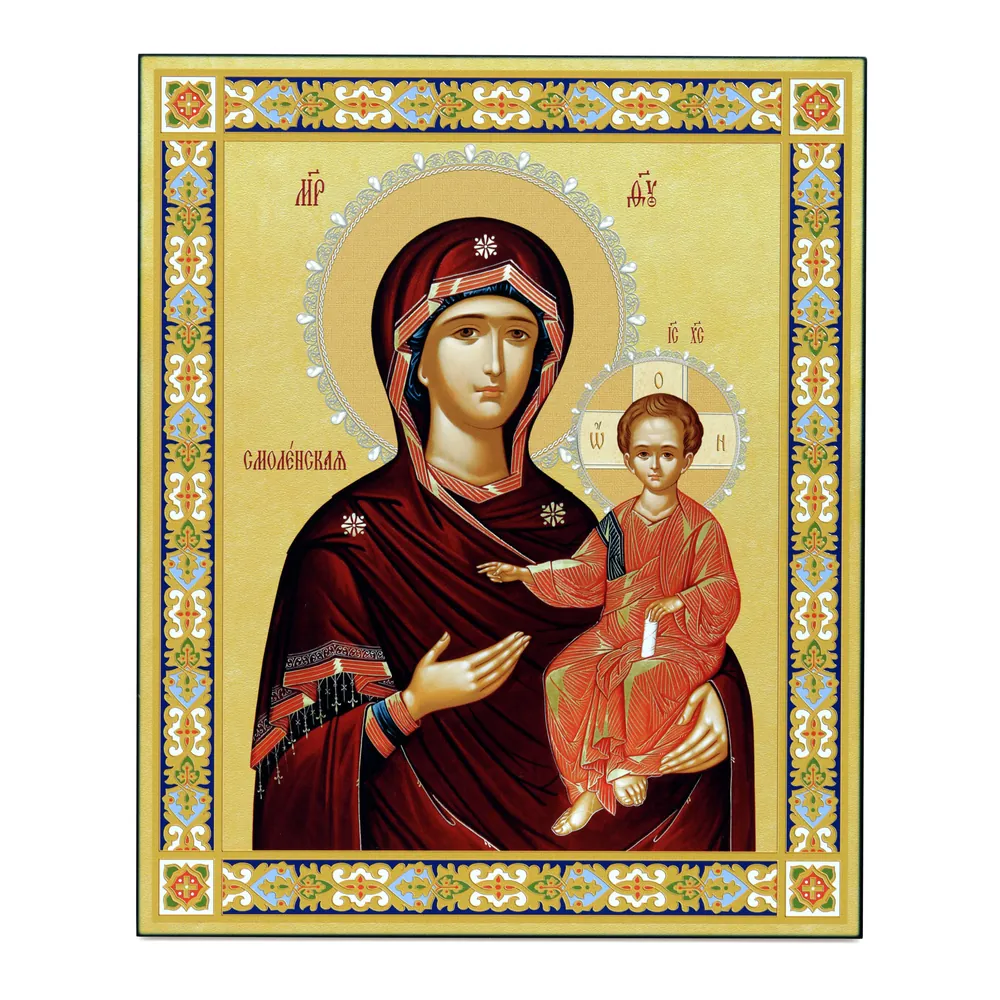 Icon on board 33×40 3D print, varnish Smolensk Mother of God