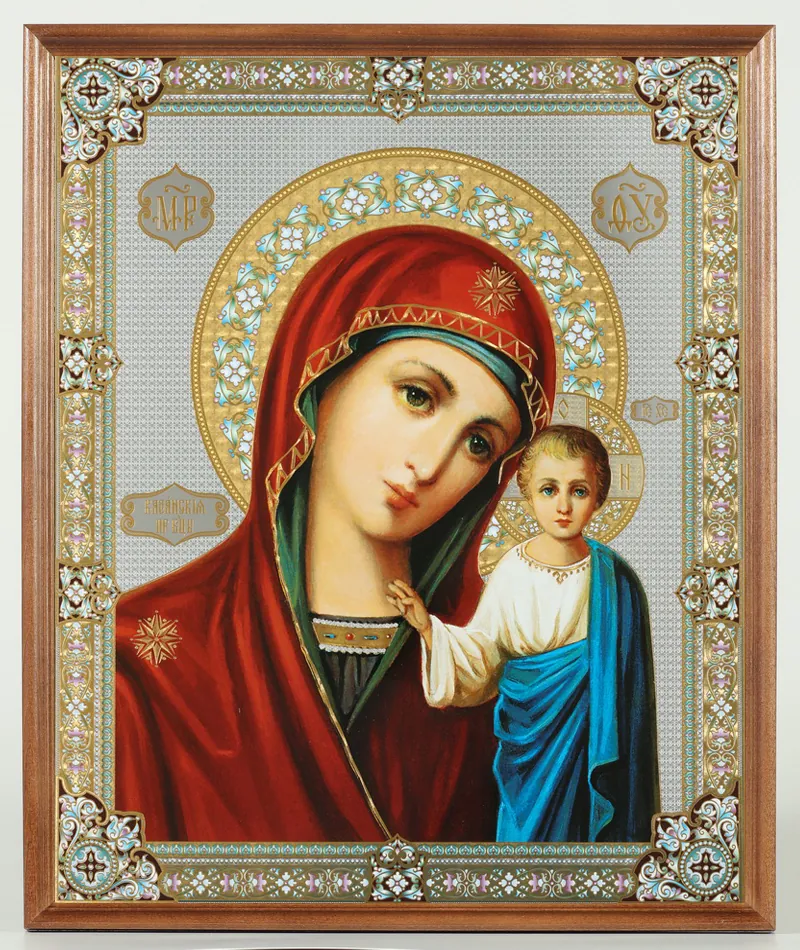 ხატი ხის ჩარჩოში №1 30×40 ორმაგი ტვიფრი, შეფუთვა ყაზანის ღვთისმშობელი 14