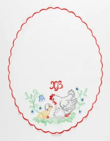 Embroidered church Easter napkin linen oval 28×38 cm (pattern in assortment) №4