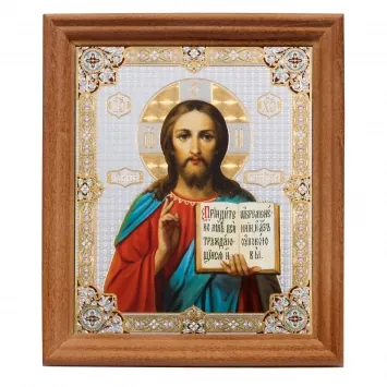 Icon in wooden frame №3 11×13 double embossing Saviour 14