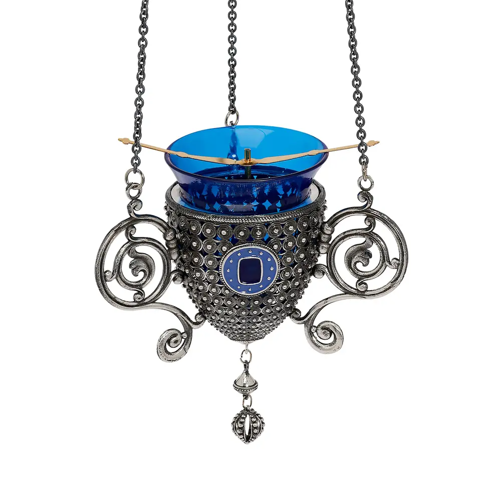Hanging vigil lamp №102 silver plating niello
