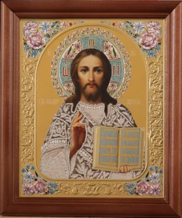 Icon in wooden frame 24×30 blind embossing (without glass) Saviour 27
