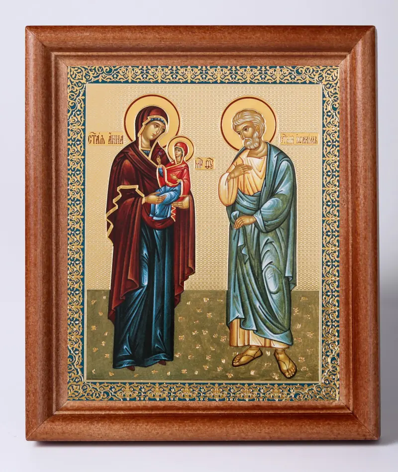 ხატი ხის ჩარჩოში №1 11×13 ორმაგი ტვიფრი იოაკიმე და ანა