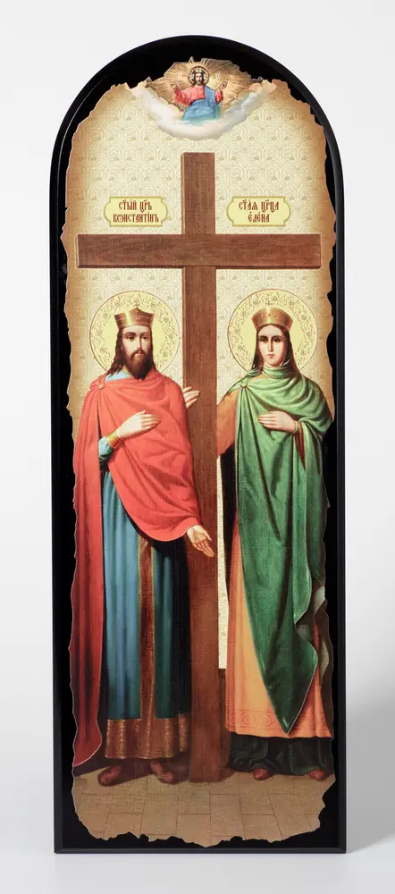 Icon on MDF 18×50 arched, 3D print, varnish Constantine and Helen 2