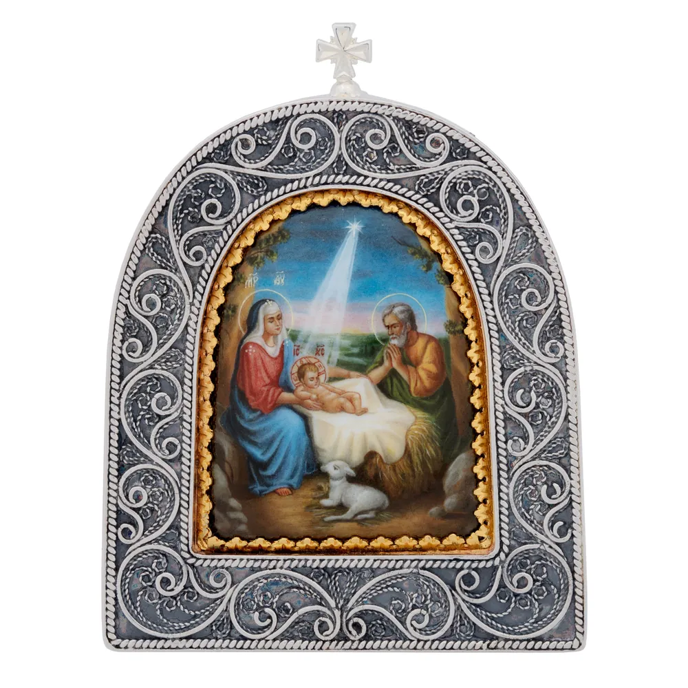 სამაგიდო ხატი №163 დეკალი / მოვერცხლვა, მოოქროვება / ქრისტეს შობა