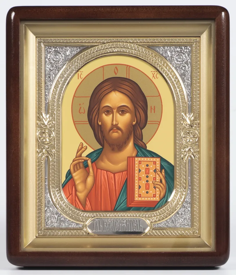 ხატი კიოტში 18×24 ფიგურული, ტემპერა, მოცულობითი მოჭედილობა-ჩარჩო, ღია, მოოქროვილი, მონიკელება მაცხოვარი