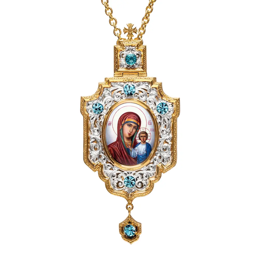 Panagia №35 / gilding, silver plating / Kazan Mother of God