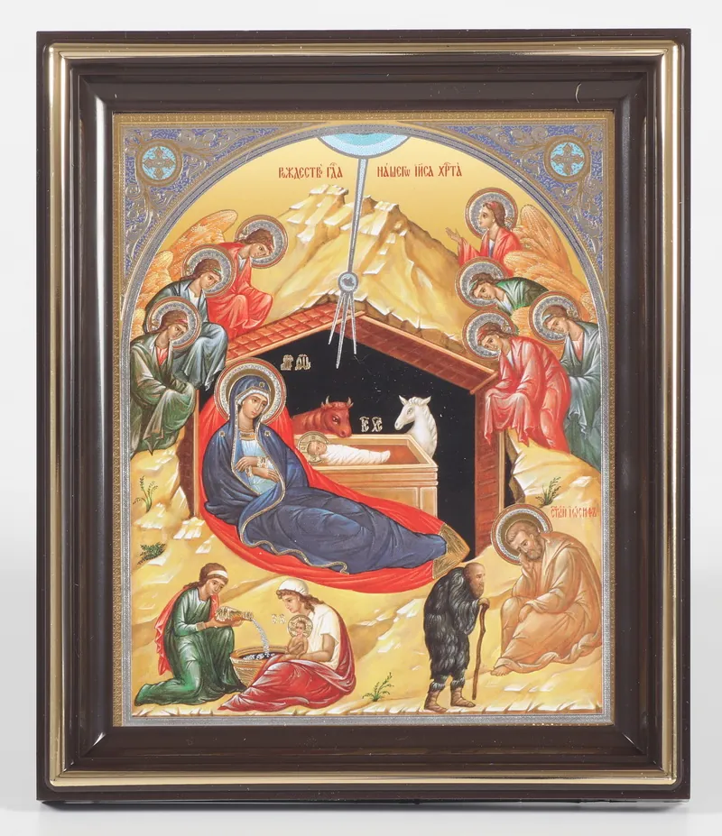 Icon in plastic frame 11×13 embossing Nativity of Christ 39