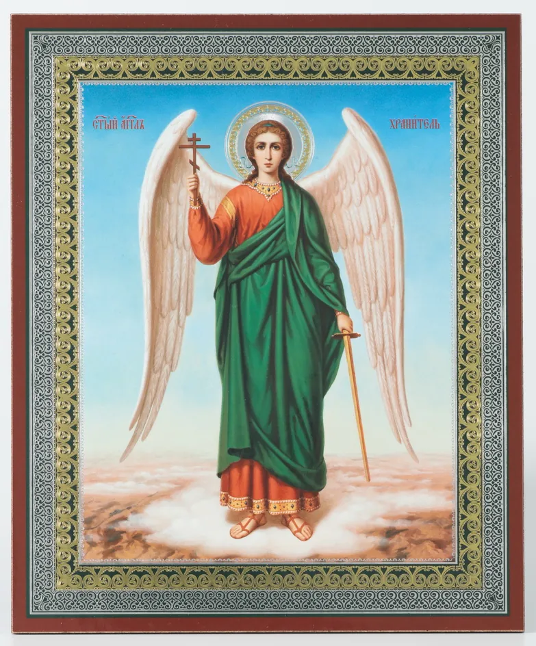 Icon on hardboard №1 18×24 double embossing Guardian Angel (full-length) №4