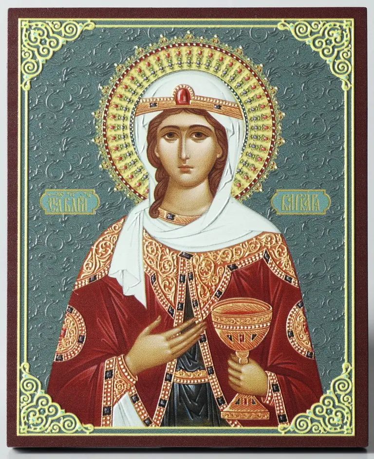 Икона на доске 13х15 объёмная печать, лак Варвара