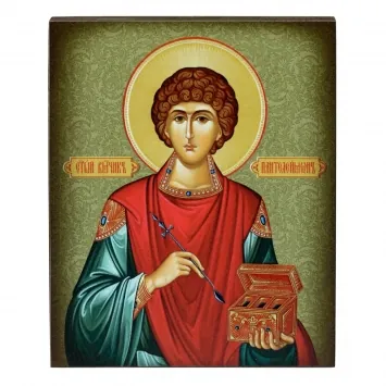 Icon on board 9×11 3D print, varnish Panteleimon 3
