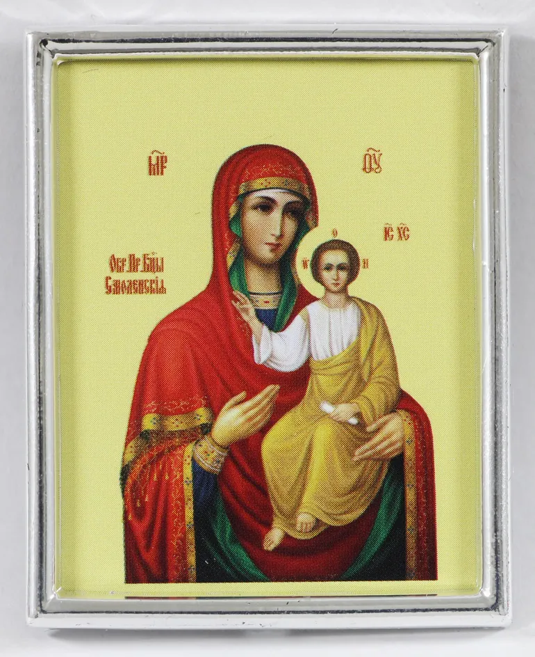 Icon in plastic frame 4×5 metallised Smolensk Mother of God