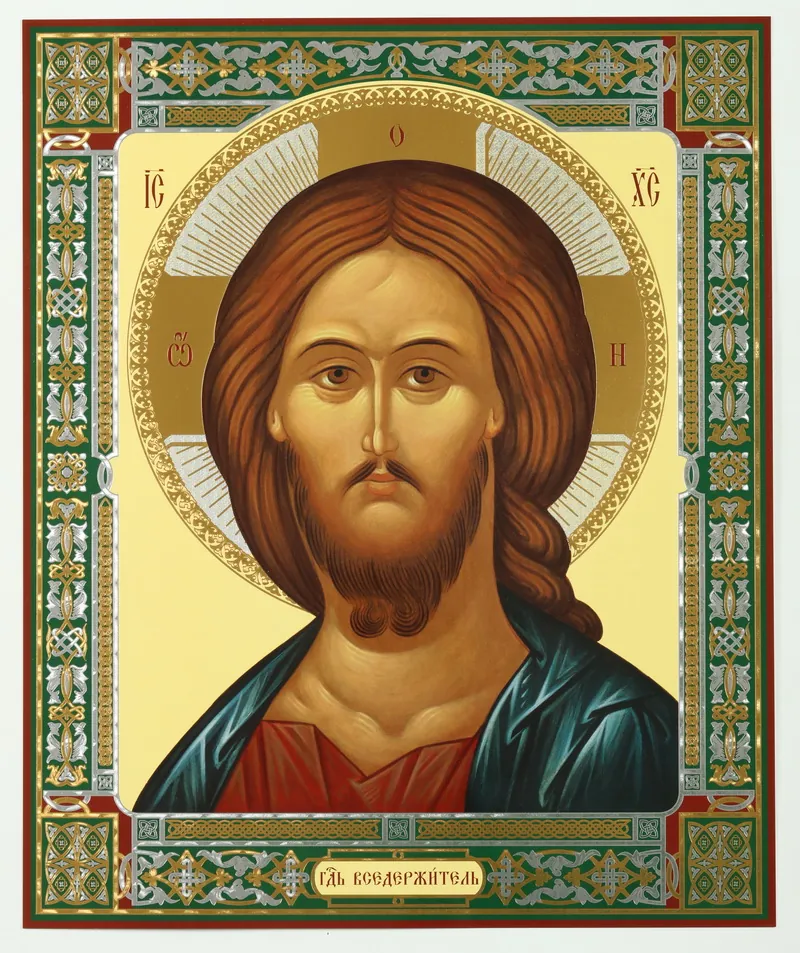 Икона на оргалите №1 30х40 двойное тиснение Спаситель 24