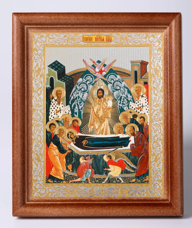 ხატი ხის ჩარჩოში №1 11×13 ორმაგი ტვიფრი ღვთისმშობლის მიძინება