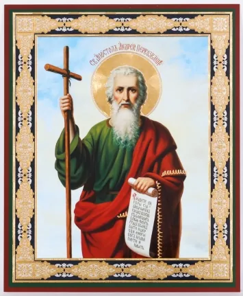 Icon on wooden panel 11×13 double embossing Andrew the First-Called 2