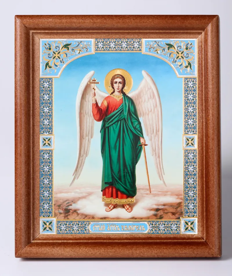 ხატი ხის ჩარჩოში №1 11×13 ორმაგი ტვიფრი მფარველი ანგელოზი (სრული სიმაღლის) №4