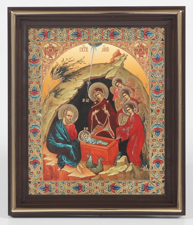 Icon in plastic frame 11×13 embossing Nativity of Christ 45