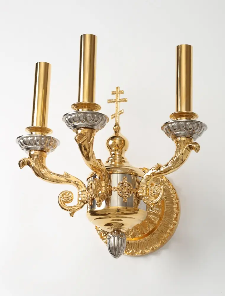 Vigil lamp 3 candles large with Cross combination