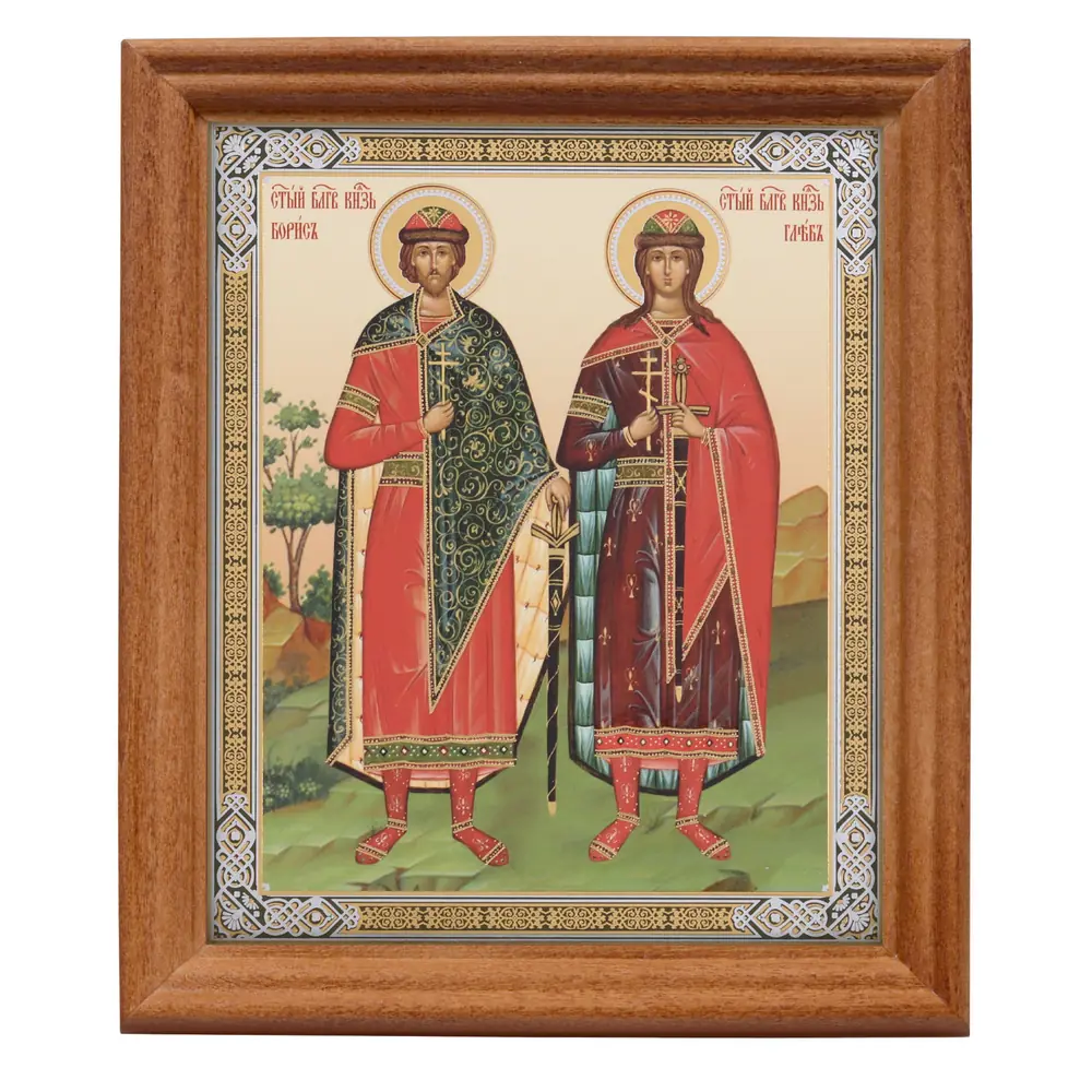 Icon in wooden frame №3 11×13 double embossing Boris and Gleb 5