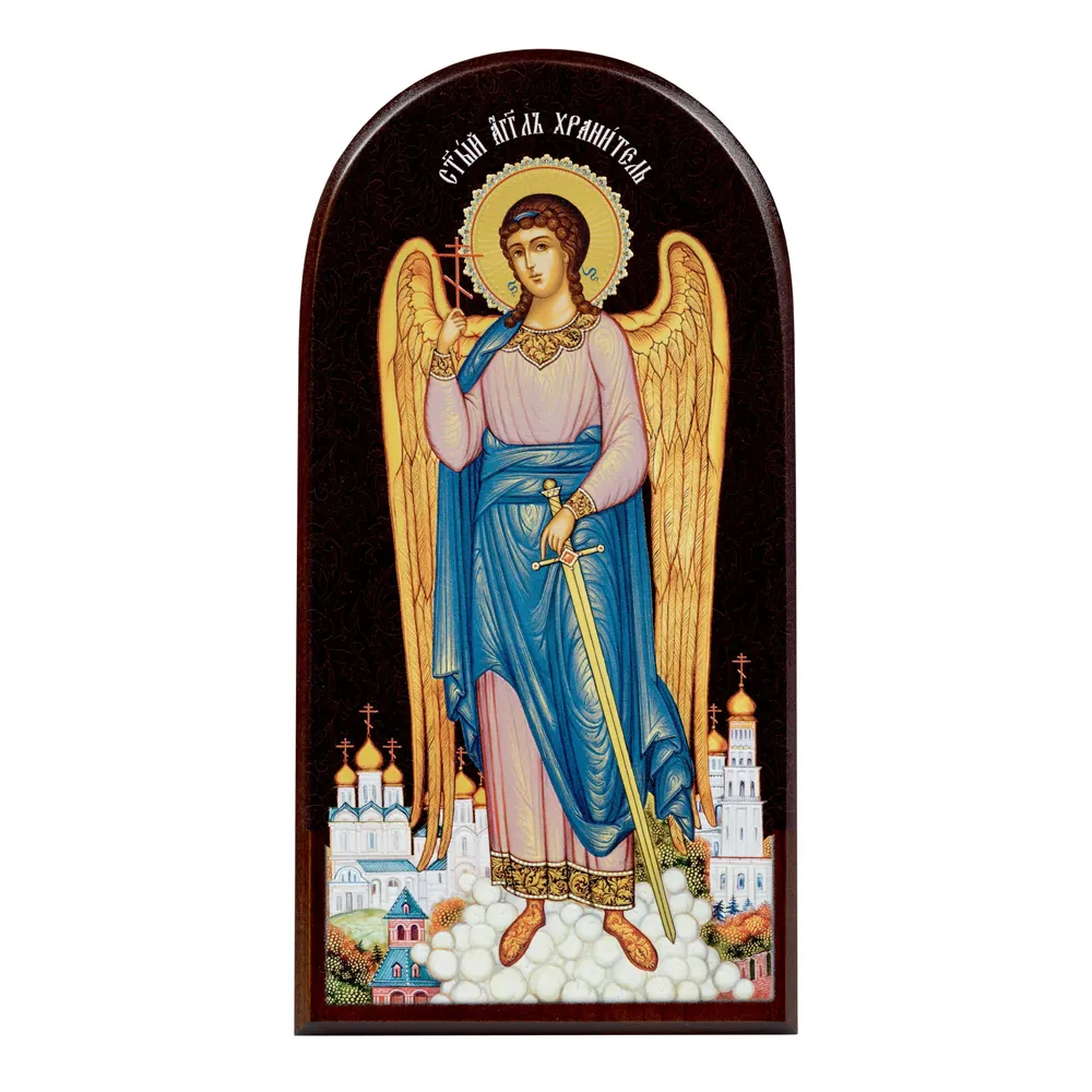 Icon on board 11×22 3D print, arched, varnish Guardian Angel 2