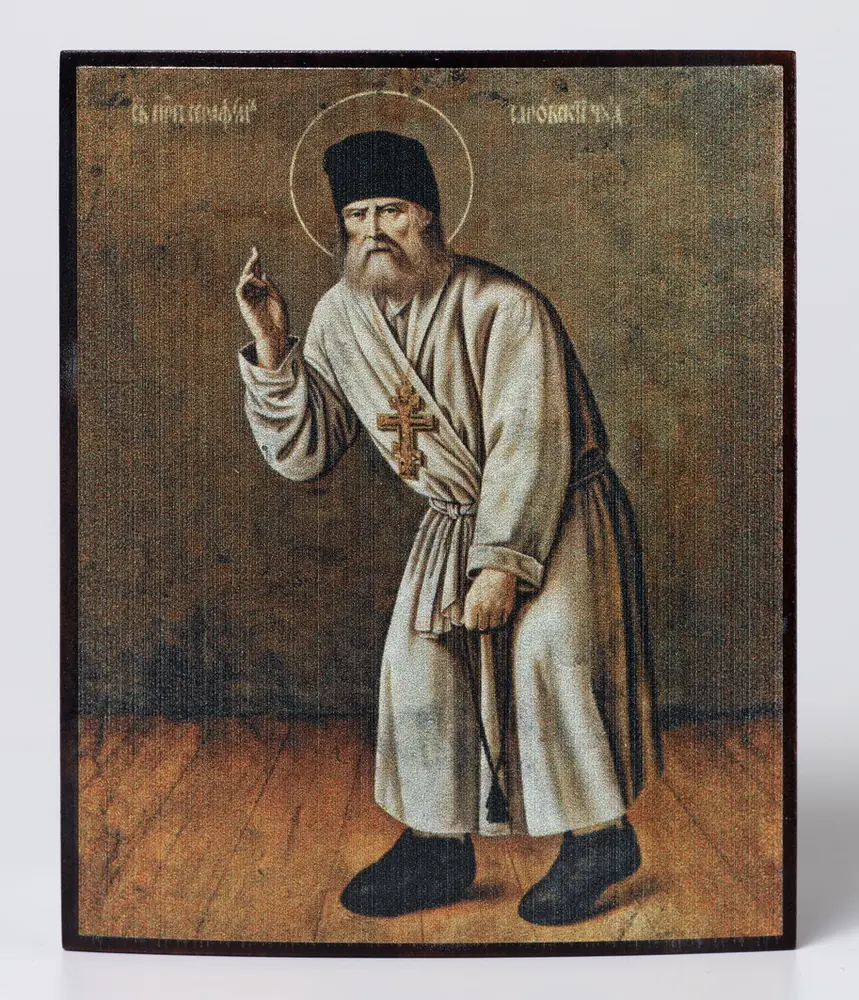 Icon on wood 9×11 varnish Seraphim of Sarov 3