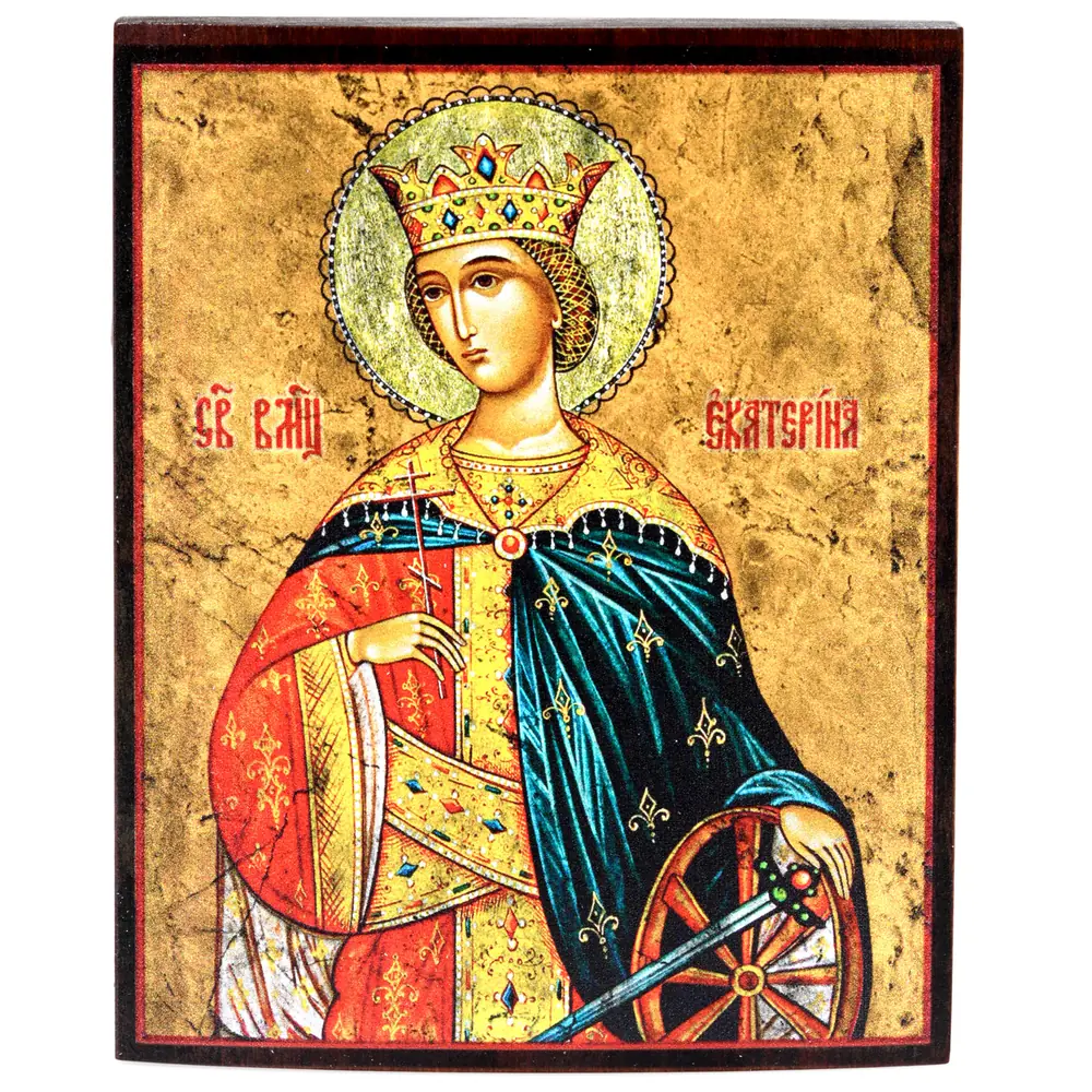 Икона на дереве 9х11 лак Екатерина