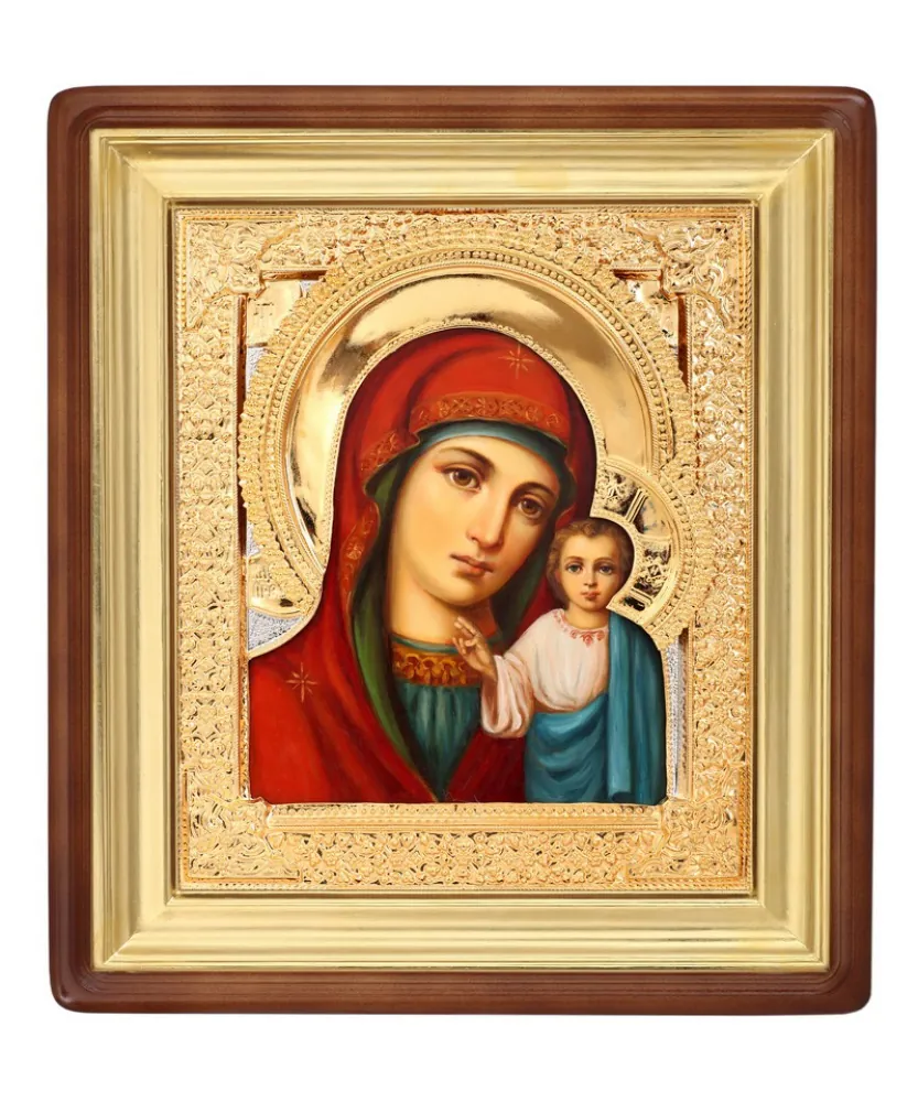 ფერწერული ხატი კიოტში 24×30 ზეთი, მოჭედილობა №7, კიოტი №1 ყაზანის ღვთისმშობელი