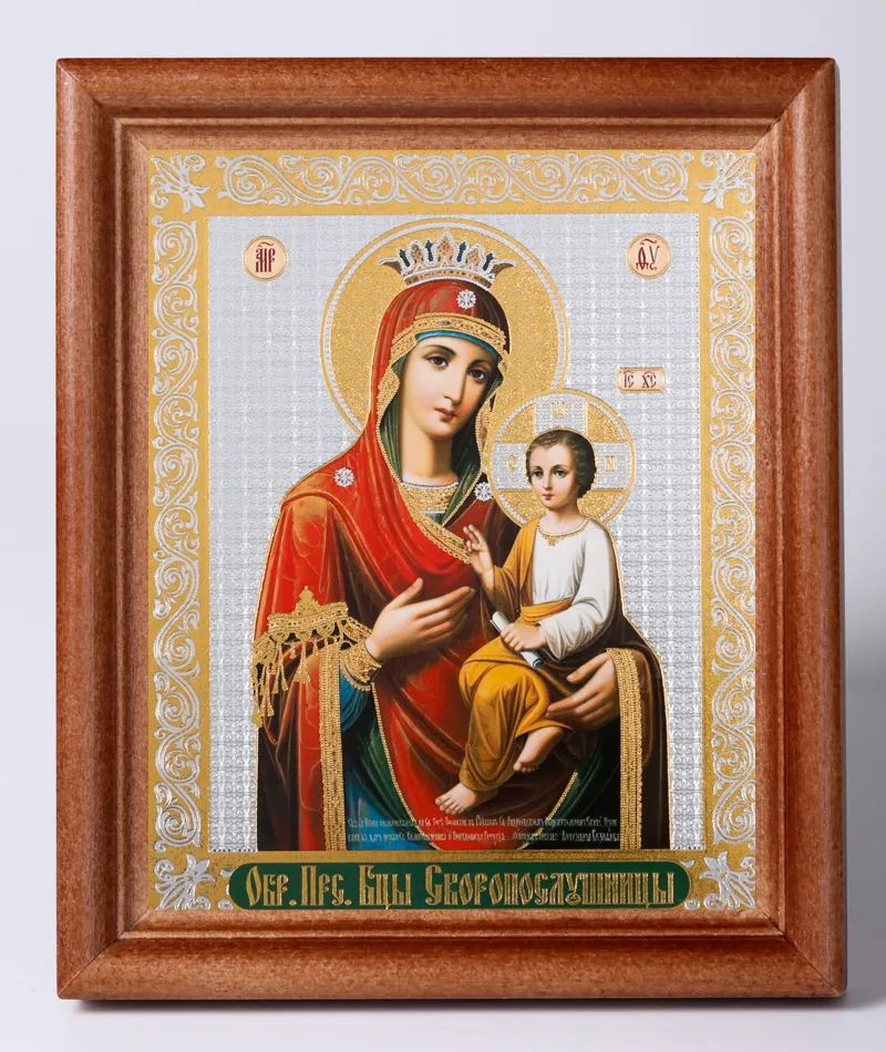 ხატი ხის ჩარჩოში №1 11×13 ორმაგი ტვიფრი მალმსმენელი ღვთისმშობელი 2