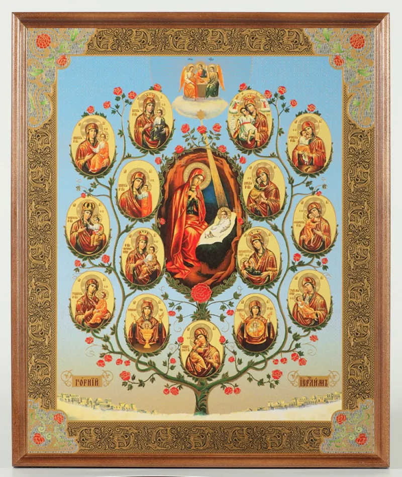 Icon in wooden frame №1 30×40 double embossing, packaging Tree of the Theotokos 3