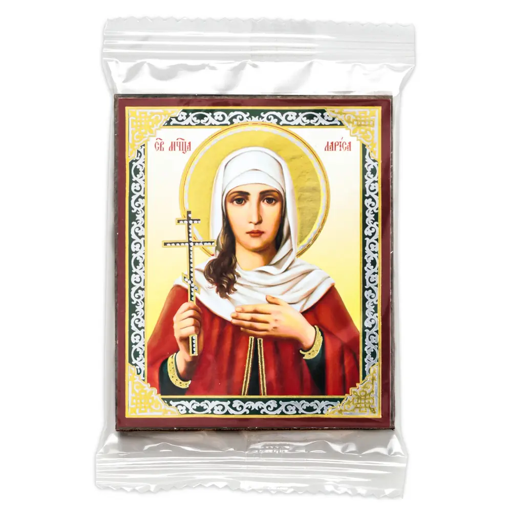 Icon on wooden panel 6×9 double embossing, annotation, packaging Larisa of Gothia Martyr (3)