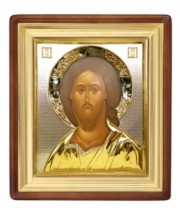 Painted icon in icon case 24×30 tempera, riza cover №126, icon case №1 Saviour