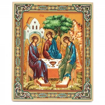 Icon on board 18×24 gilded finish, 3D print, varnish Trinity 2