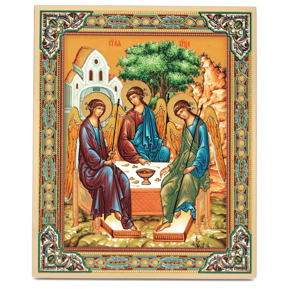Icon on board 18×24 gilded finish, 3D print, varnish Trinity 2