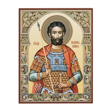 Icon on wooden panel 11×13 double embossing John the Warrior 4