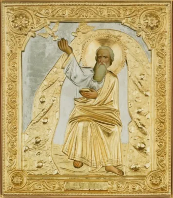 Painted icon the Prophet of Elijah 30×40, oil, riza cover №160, gilding
