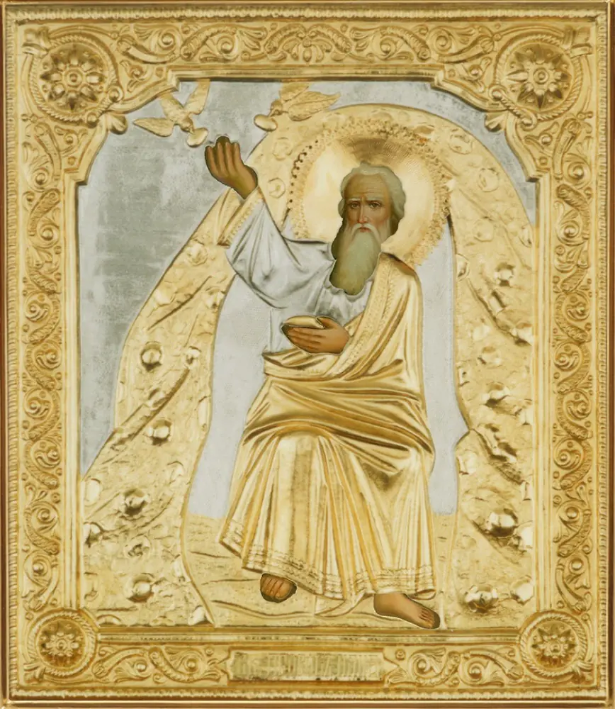 Painted icon the Prophet of Elijah 30×40, oil, riza cover №160, gilding
