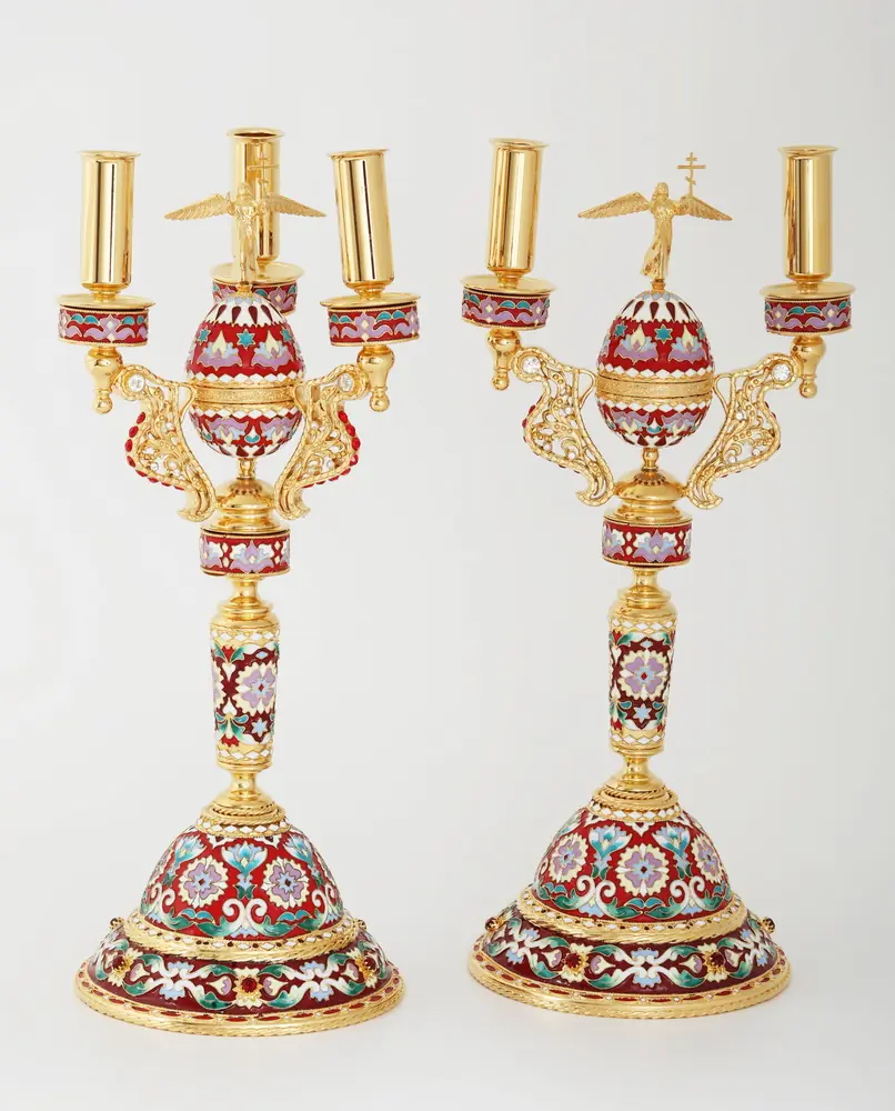 Dikirion-trikirion №26 filigree, enamel / gilding